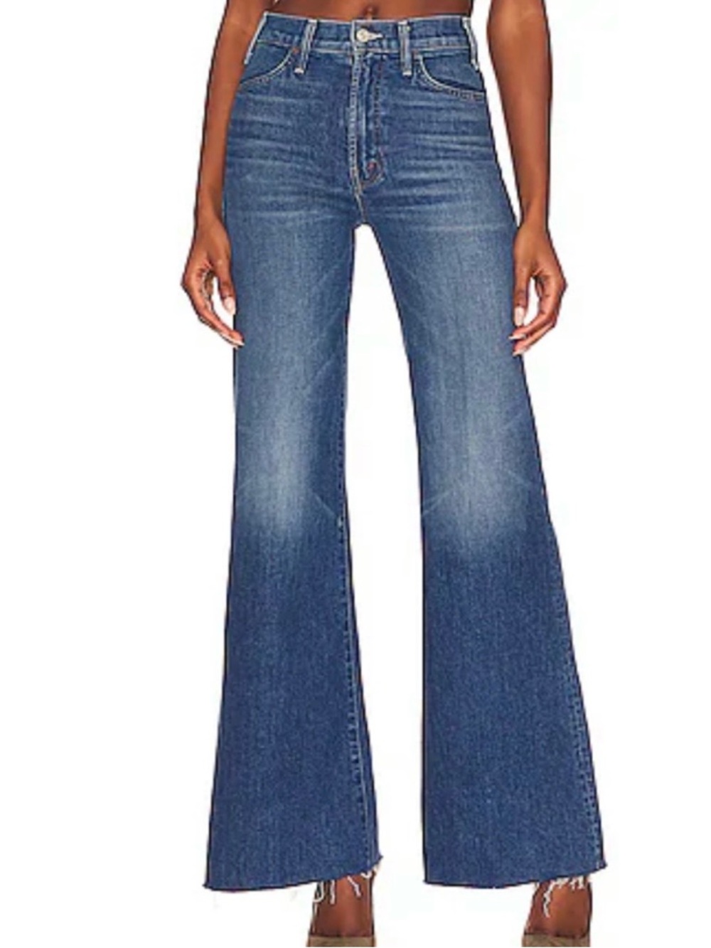 NWT MOTHER Hustler Roller Fray High-Waisted Jeans Sz 31 Long
